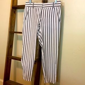 Loft Black and White Striped Pants, Size 4